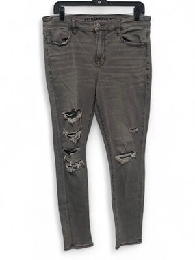 American Eagle Outfitters Gray Distressed High Rise Jegging Jeans
